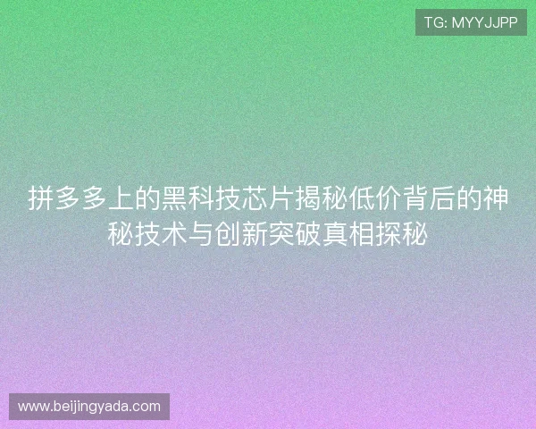 拼多多上的黑科技芯片揭秘低价背后的神秘技术与创新突破真相探秘